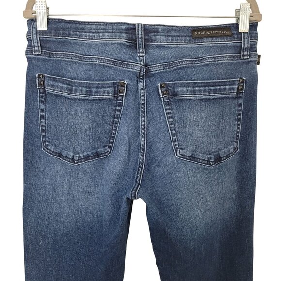 Rock & Republic Distressed Skinny Jeans Womens Size 14 M Blue Denim - Picture 8 of 10